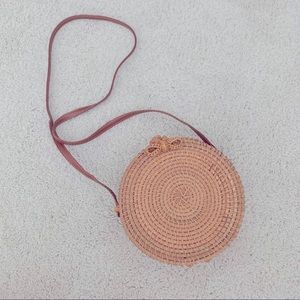 Rattan Straw Round Crossbody Bag